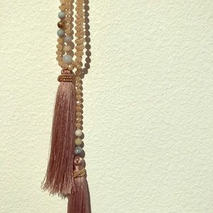 Powder-blush & sparkling Mala beaded necklace